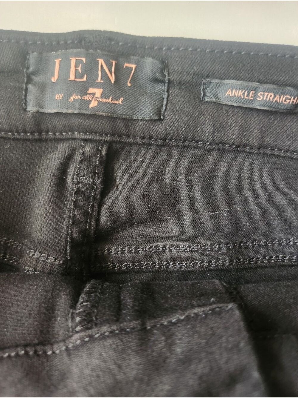 Jen7 by 7 For All Mankind Coated Ankle Straight Leg Jeans in Black - Size 14 - Picture 3 of 13